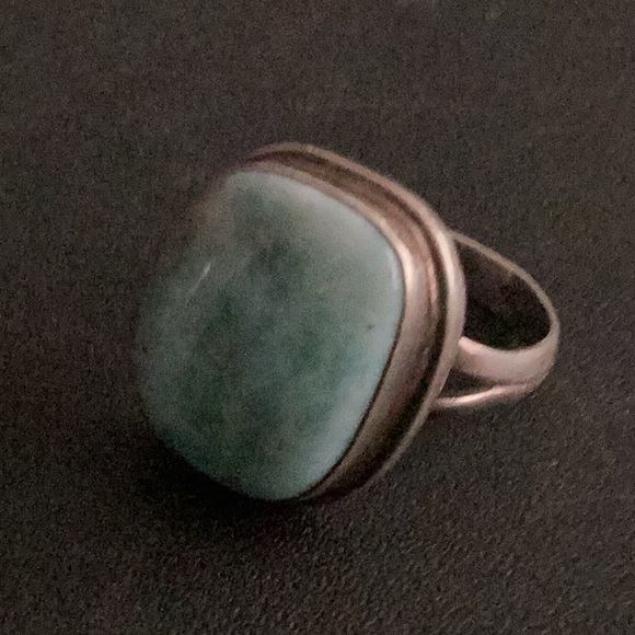 7 Sterling Square Laramar Ring Mermaid Stone - Picture 3 of 6